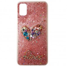 Capa para Samsung Galaxy A51 4G e 5G - Glitter Love Coração Rosa